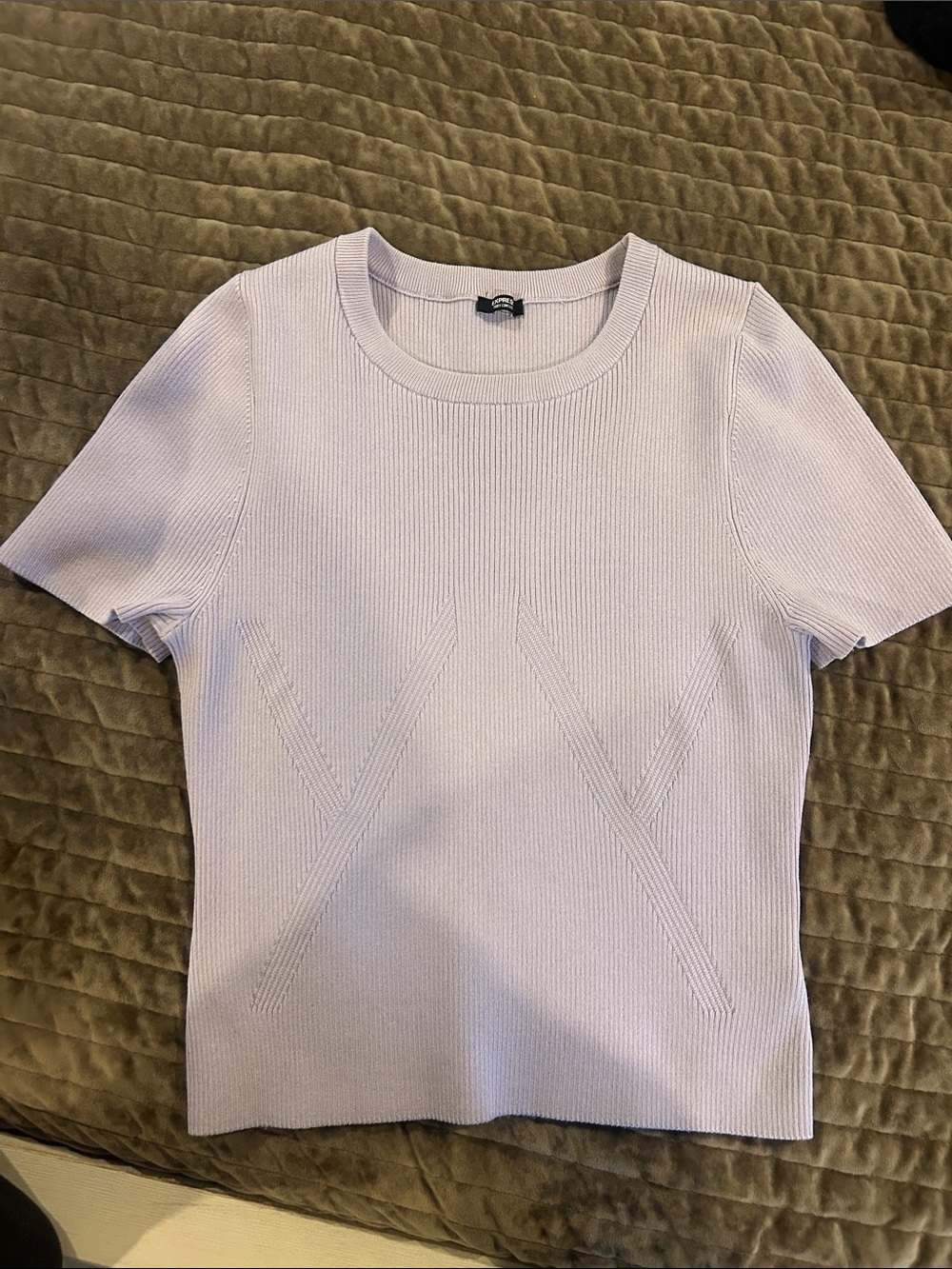 Express Textured Short Sleeve Knit Top - Light Lavender